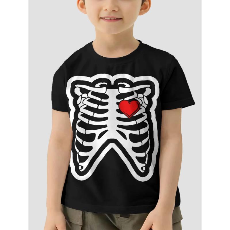 Girl Clothes Children's Clothing Short Sleeve Children's T-Shirts Boy Clothes Skull Print Vintage Children Summer Clothes Tops