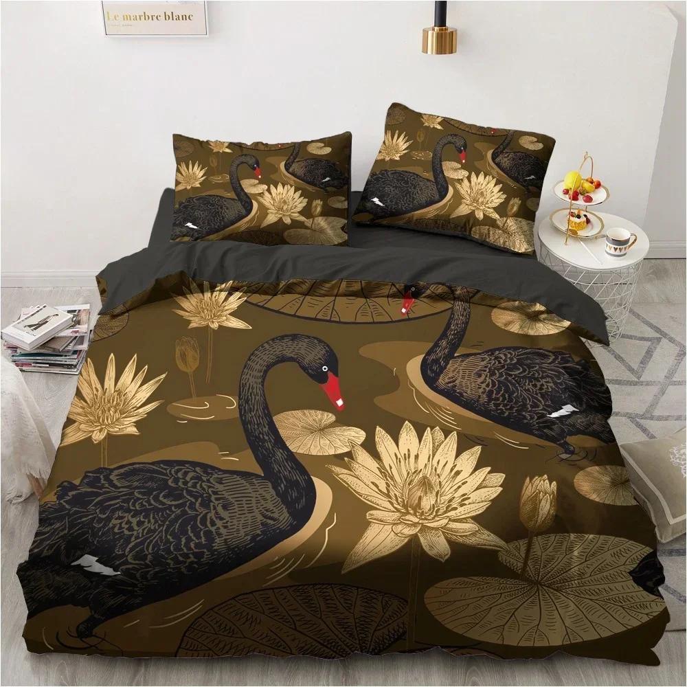 

3D Black Cat Bedding Sets King Queen Full Single 200x200 Bed Linen Gold Design 3D Printed Duvet Cover Set for Teens Women EU Twin(135x200cm) чистый