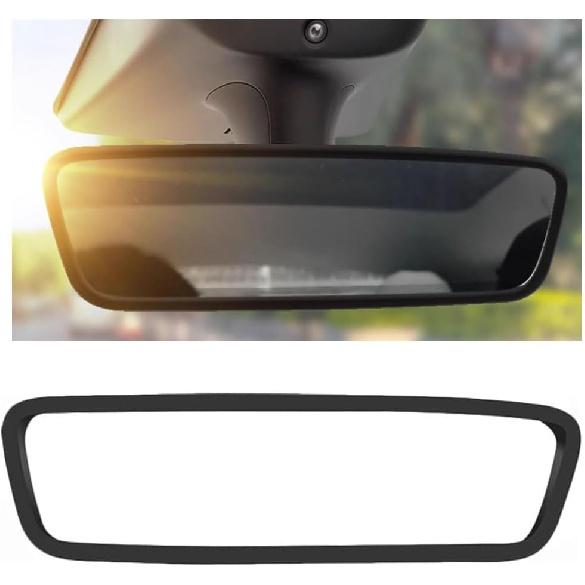 2PCS Car Rear View Mirror Protector Trim Frames, Silicone Screen Edge Frame Cover for Tesla Model 3 2017-2023 and Model Y Interior Decorations Center