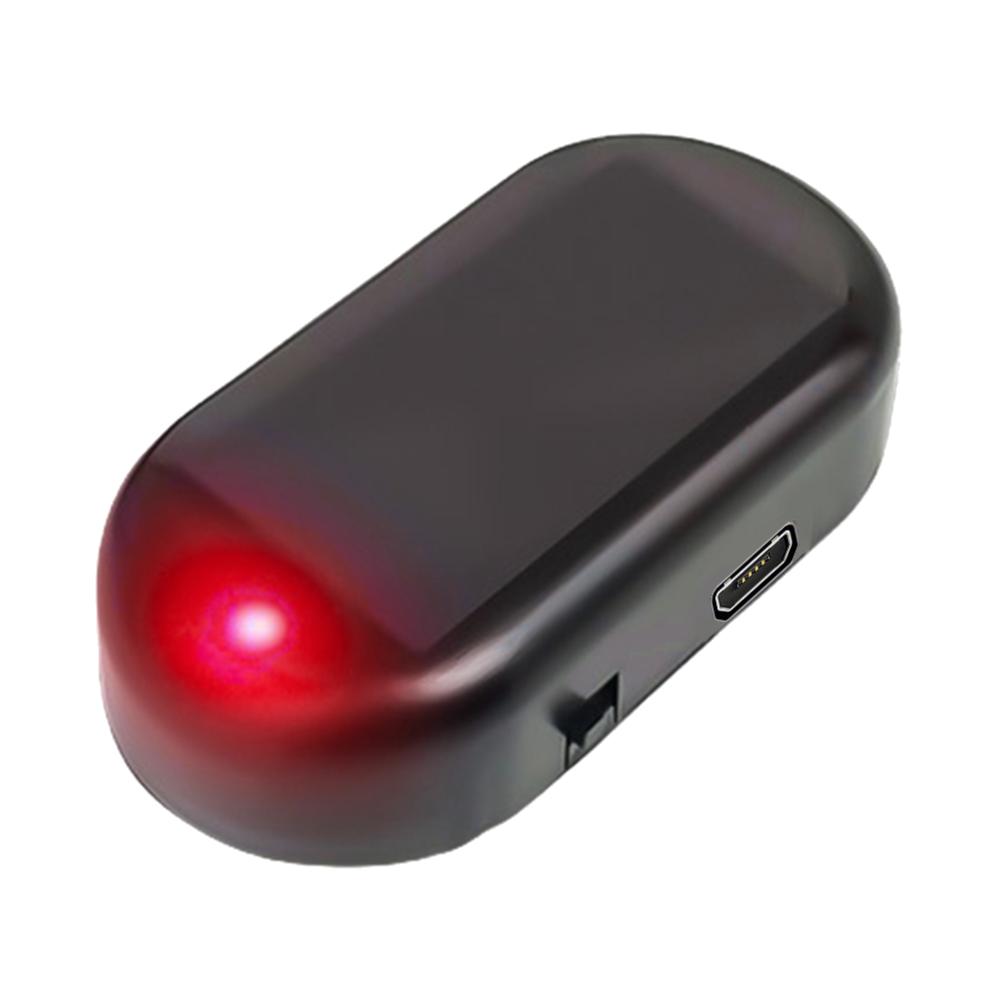 Solar Powered Car Fake Security Light Blue/Red Light LED Flashing Light Simulated Car LED Warning Light Anti-Theft Caution Lamp