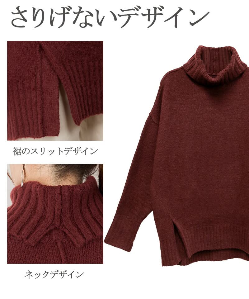 Side Slit Gray [atONE] ATN-0026 Off-Neck Sweater, Women's, M-L,