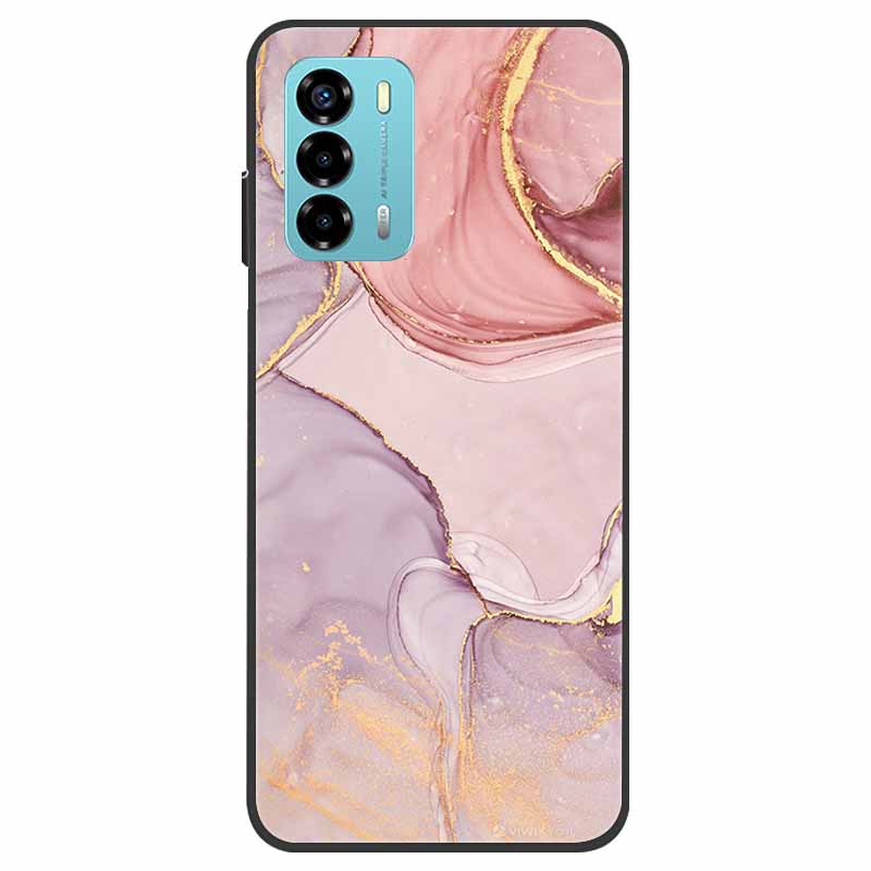 Custodia per ZTE Blade V40 Vita Fiore Marmo Nero Paraurti Morbido TPU Silicone Cover per ZTE V 40 Vita / Blade V40 Vita Custodie per Telefono