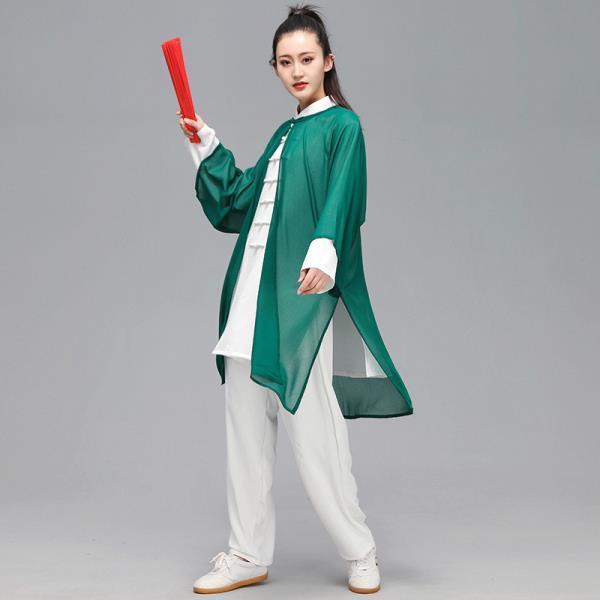 Ropa china de Tai Chi de alta calidad, mantillas de Kung Fu para mujeres y hombres, elegante capa de Wushu, capa de tul para actuaciones de danza.