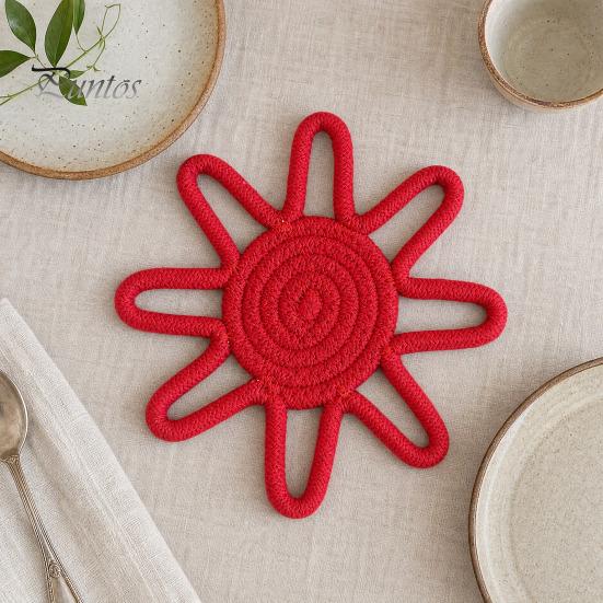 Sous-verre Style Nordique Tournesol Corde de Coton Sous-verre, Tapis Isolant Thermique Fait Main pour Tasse Antidérapante Table, Set de Table Pots Et Tasses Tissé