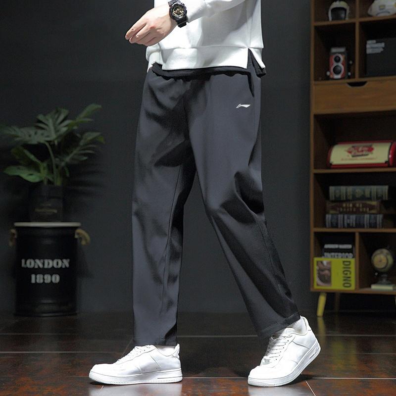 Li-Ning Comfortable Cotton Short Sleeve Quick Dry Pants Casual Sports Suit Men suit Black AHSUA05-2+AYKU703-1