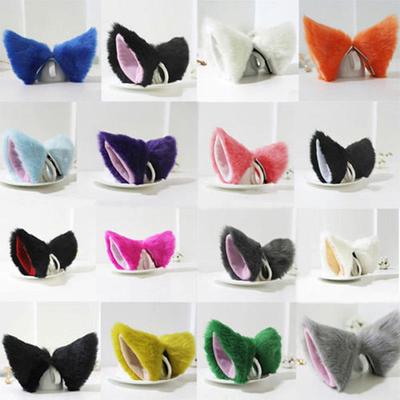Cute Beauty Cosplay Party Halloween Hair Clip Orecchiette Cat Fox Long EA9