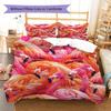 Flamingo Pattern Bedding Quilt Set Quilt Cover Pillowcase Home Decoration Birthday Gift (1 * Duvet Cover + 2 * Pillowcase, Without Core)