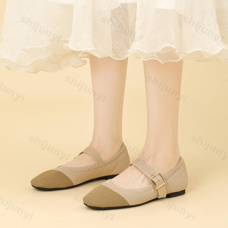 Fashion 2025 New Spring Women Fashion Fly Weave Casual Mary Jane Shoes Mesh Breathable Comfortable Single Shoes Shallow Mouth Flat Pumps