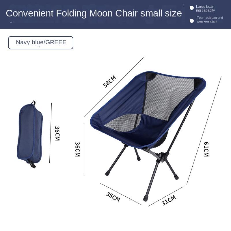 

Складной стул для кемпинга на открытом воздухе, переносной складной стул-луна, дышащая сетчатая спинка, стол и стул для пикника из ткани Оксфорд темно-синий