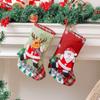 Kids Christmas Socks for Gifts Linen Stocking with Snowman Bear Design, Fireplace Hanging Decor Pendant Candy Bag for Home