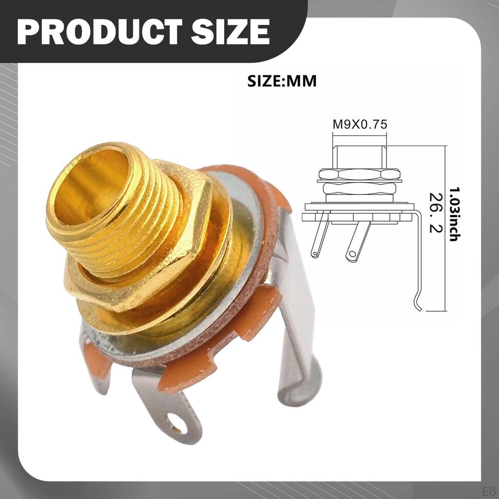 1/4 Inch Female Guitar Input Jack, 6.35mm Mount Jack for Guitars Bass Electric Instruments