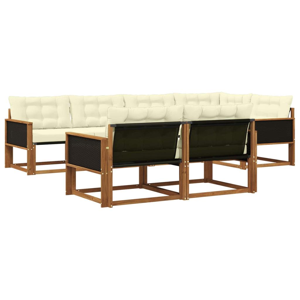 Outdoor Sofa Set with Cushions 7 pcs Natural and Cream