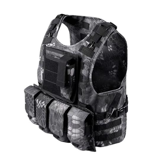 Vestă tactică pentru copii și adulți, reglabilă, de antrenament, protectoare, cu buzunare multiple, de luptă, pentru vânătoare, activități în aer liber, Airsoft, Paintball, Cosplay