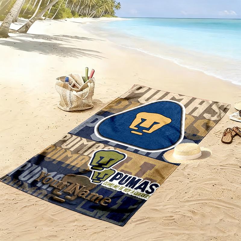 Name Custom Pumas Fc Print Beach Towel, Large Soft Quick Dry Towel for Beach Camping Swimming