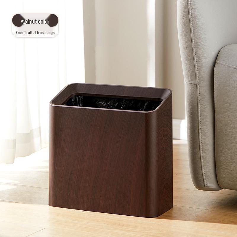 Nordic Wood Grain Double Layer Trash Can for Home & Office