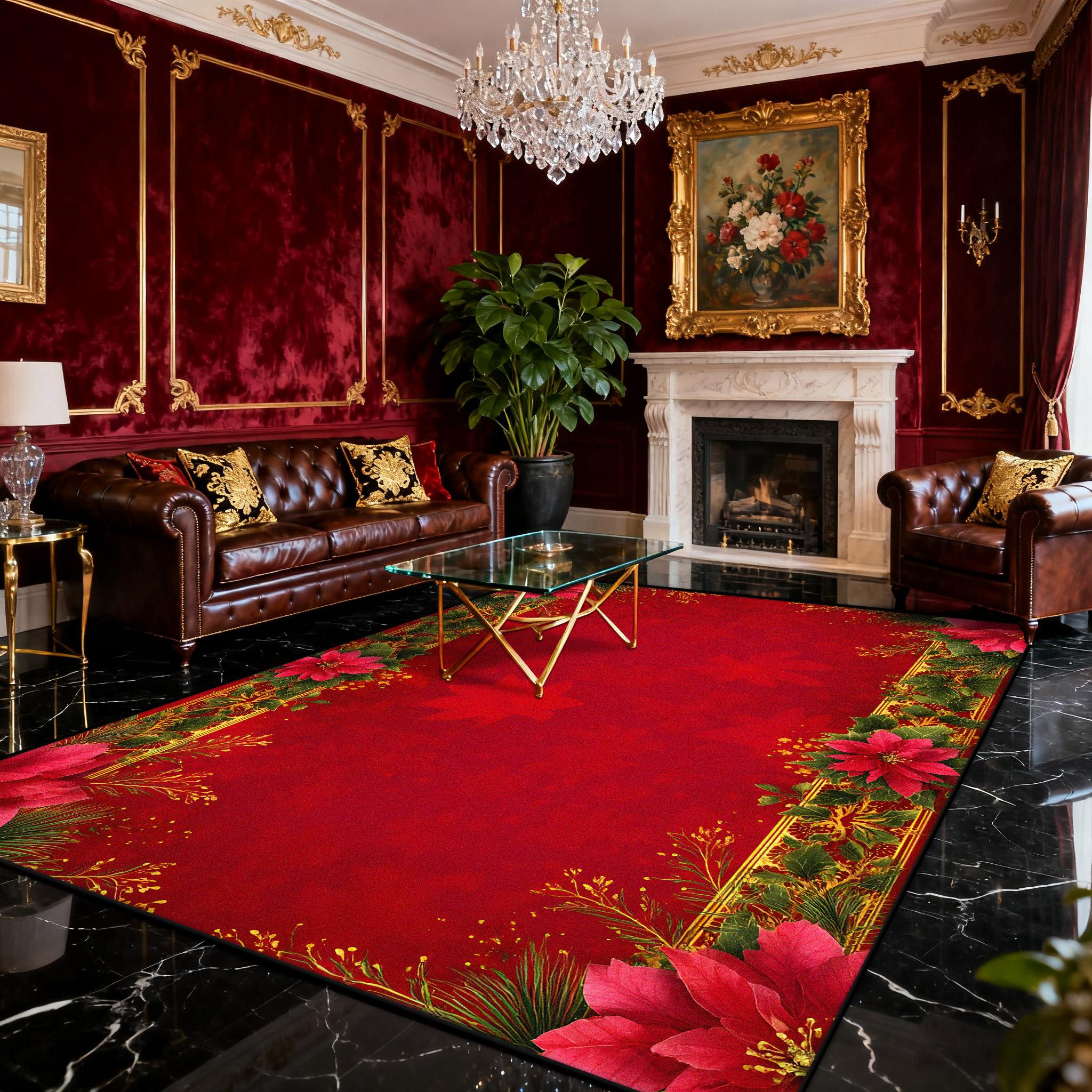 

American Red Christmas Carpet for Living Room Decoration Sofa Coffee Table Area Rugs for Bedroom Large Area Floor Mat Washable 60x90cm