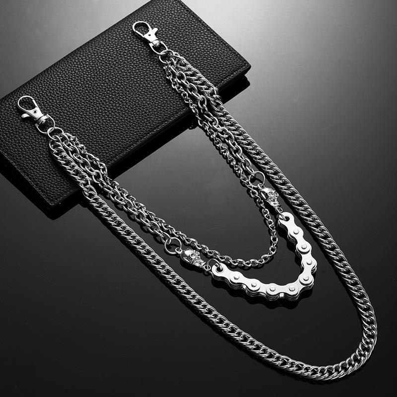 Cool Skull Waist Chain Trendy Personalized Locomotive Chain Non-Mainstream Street Dance Hip Hop Punk Rock Jeans Chain