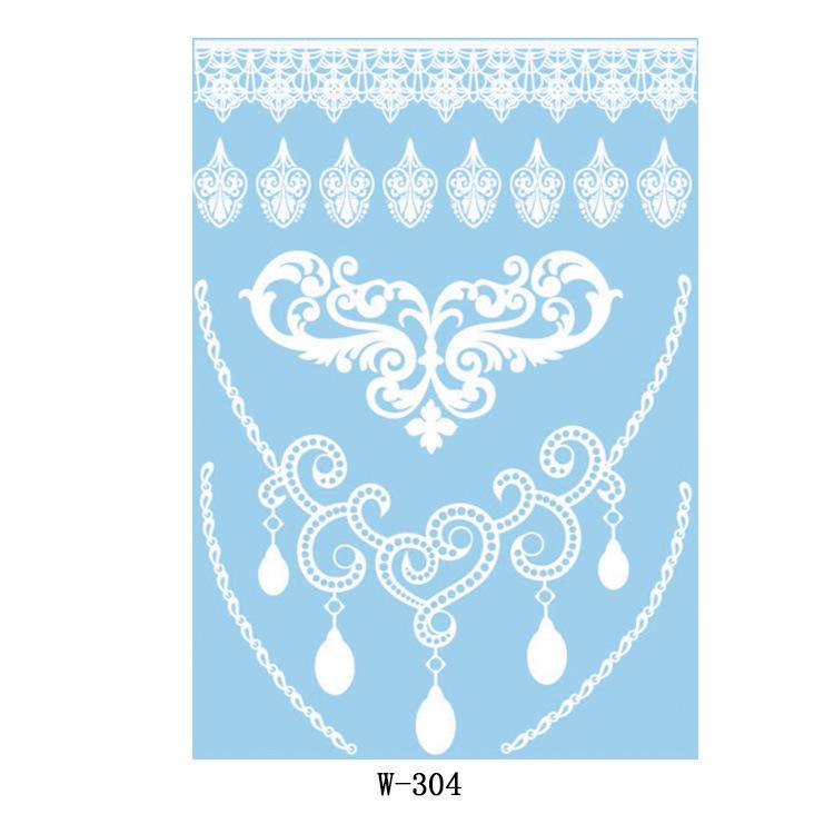 

Белые кружевные тату-наклейки Водонепроницаемые 3D Индийские тату-наклейки Тату W-0304