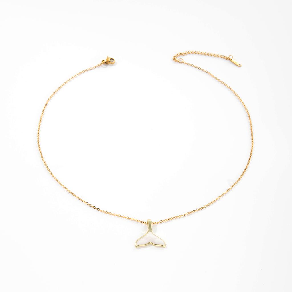 Stainless Steel Chain Imitation Shell Mermaid Tail Lucky Pendant Necklace Valentine's Day Gift For Girlfriend Jewelry Gifts