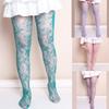 Elegant Hollowed Out Lace Fishnet Stockings with Flower Patterned Aesthetic See Through Mesh Tights Pantyhose for Women