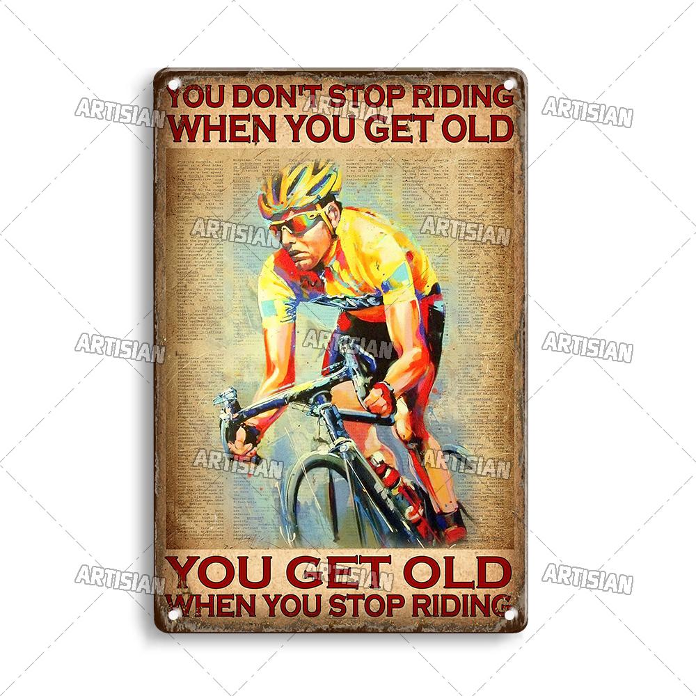 Artisian Cycling Decorative Plaque Bicycle Metal Sign Bike Sport Tin Plate Wall Decor Garage Bar Pub Club Hotel Cafe Kitchen