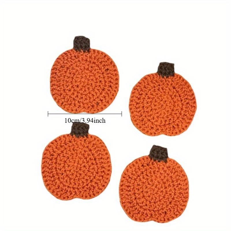 1PC Insulation pad pure hand-crocheted pumpkin coaster Halloween atmosphere cute placemat