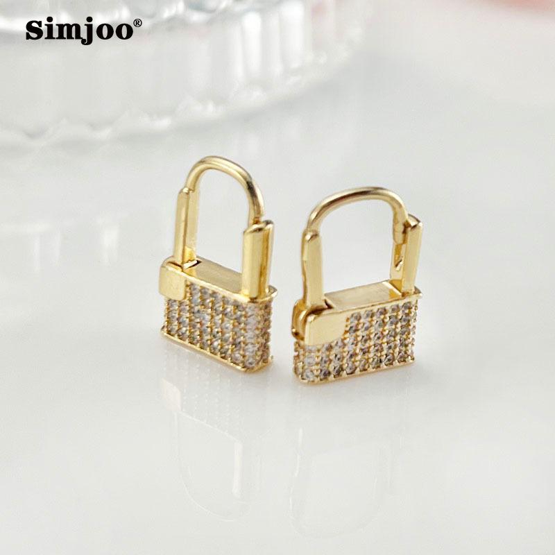 SIMJOO Creative Love Lock Design Color Zircon Earrings