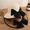 Wide Brim Straw Weave Sun Hat Large Bow Bowknot Sun Cap Elegant Sunscreen Bucket Hat  Beach