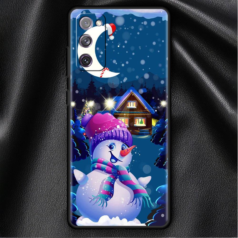 Bumper Case For Samsung Galaxy S22 Ultra S21 FE S20 Plus S10 Lite Phone Cover S10e S9 S8 S7 Silicone Funda Christmas Snowman Sac