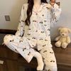 Plaid Long Sleeve Pajama Set with Pants – Spring & Autumn Style, Comfortable Home or Dorm Wear, Suitable for Outdoor Use