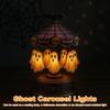 Ghost Carousel Lights with Floating Ghost Rechargeable Vintage Carousel Light Halloween Spooky Carousel Lamp for Tabletop Decor