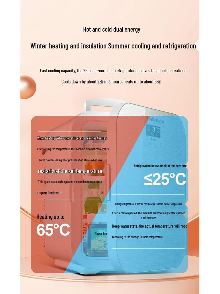 Compact Dual-Function Mini Fridge for Dorms, Bedrooms, and Cars - Ideal for Personal Use and Cosmetics.