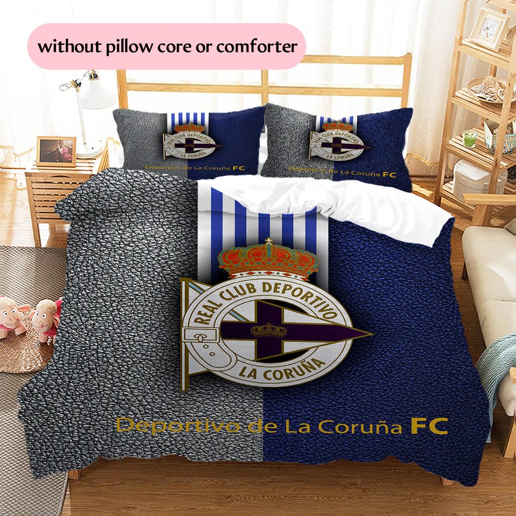 Deportivo de La Coruña Set Copripiumino con Fantasia Decorazione per la Casa Regalo (1 * copripiumino + 2 * federe senza imbottitura)