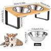 Tall Cat Bowl Rack Stainless Steel Double Bowl Wrought Iron Solid Wood Bamboo Cat Food Bowl Small Dog Rice Bowl