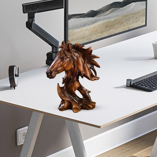 Statuie Cap de Cal Rustică Sculptură Bust Animal Rășină Ornament Retro pentru Birou Living Raft Semineu Măsuță