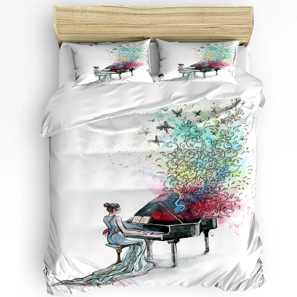 3pcs Bedding Set Blackboard Rock Music Electric Guitar Home Textile Duvet Cover Pillow Case Boy Kid Teen Girl Bedding Covers Set