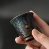 Bronze Glaze Hand Gold Splatter Rock Clay Tea Cup Small Gongfu Master Cup Vintage Home Tea Ceremony Gift