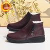 Casual Shoes Cotton Shoes Women's Autumn and Winter Middle-aged Soft-soled Short Boots Medium Women's Shoes Velvet Warm Flat Leather Shoes