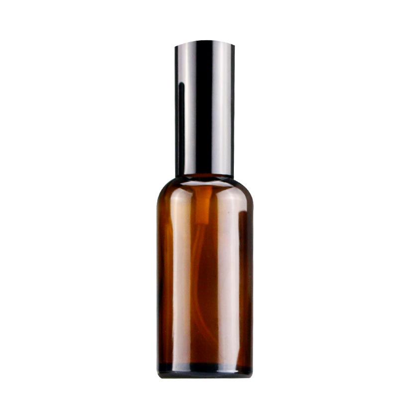 Brown Glass Bottle Set: 30ml Lotion Sprayer, 50ml Essential Oil, Original Liquid, Perfume Pump.