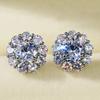 Huitan Romantic Flower Shape Women's Stud Earring Dazzling Round Zirconia Crystal Versatile Accessories Female Statement Zircon