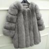 Jacket women's autumn and winter medium and long artificial fur fur coat contrasting color European and American style light luxury furry