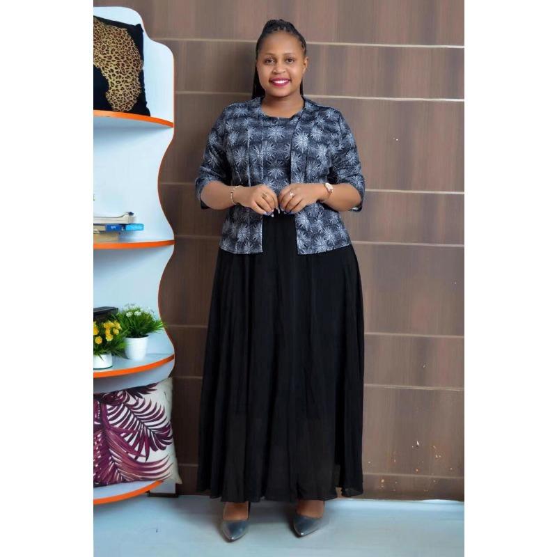 Женская одежда больших размеров – модный костюм-двойка с модным внешним видом 6XL чёрный — фото 3