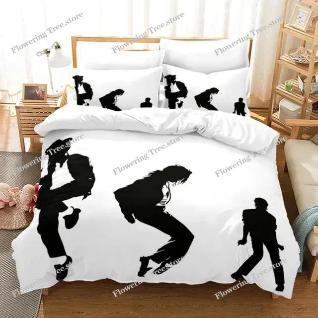 Michael Jackson Bettwäsche-Set Einzelbett Twin Full King Size Musikal Genies Bettwäsche Erwachsene Jugendliche Schlafzimmer Bettbezug-Set Super Star