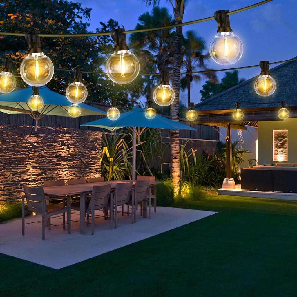 G40 LED Globe String Lights Outdoor EU Plug, IP65 Plastic Bulbs, Balcony Garland Fairy Lamps for Wedding Christmas Party Decor
