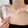 Titanium Steel Personalized Kiss Fish Minimalist Furnace Real Gold Necklace Female Collarbone Chain Accessories