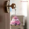 1pc, 2D Flat Fashion Pink Car with Flower Keychain for Backpack and Car Keys, Holiday Party Decorations, Perfect Gifts for Thanksgiving