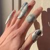 2026 Nuovo Set di Anelli Nocche con Texture Artistica Irregolare Argento Stile Hip-hop Nicchia Anelli Full Finger Uomo Per Donna Regalo di Capodanno
