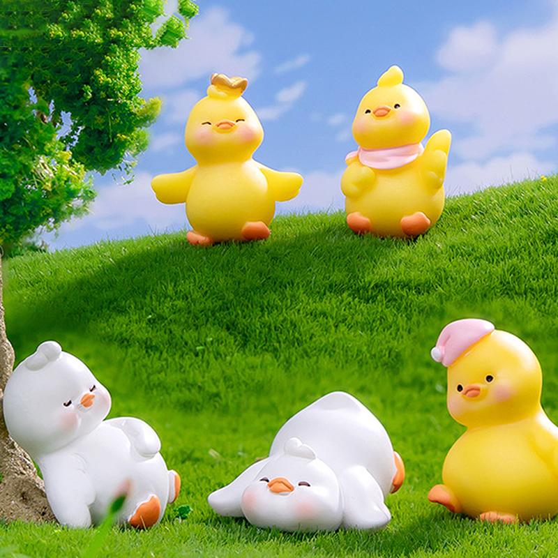 Figurines Miniatures Cute White Yellow Duck Animal Micro Landscape Ornaments For Home Decorations Room Decor Accessories