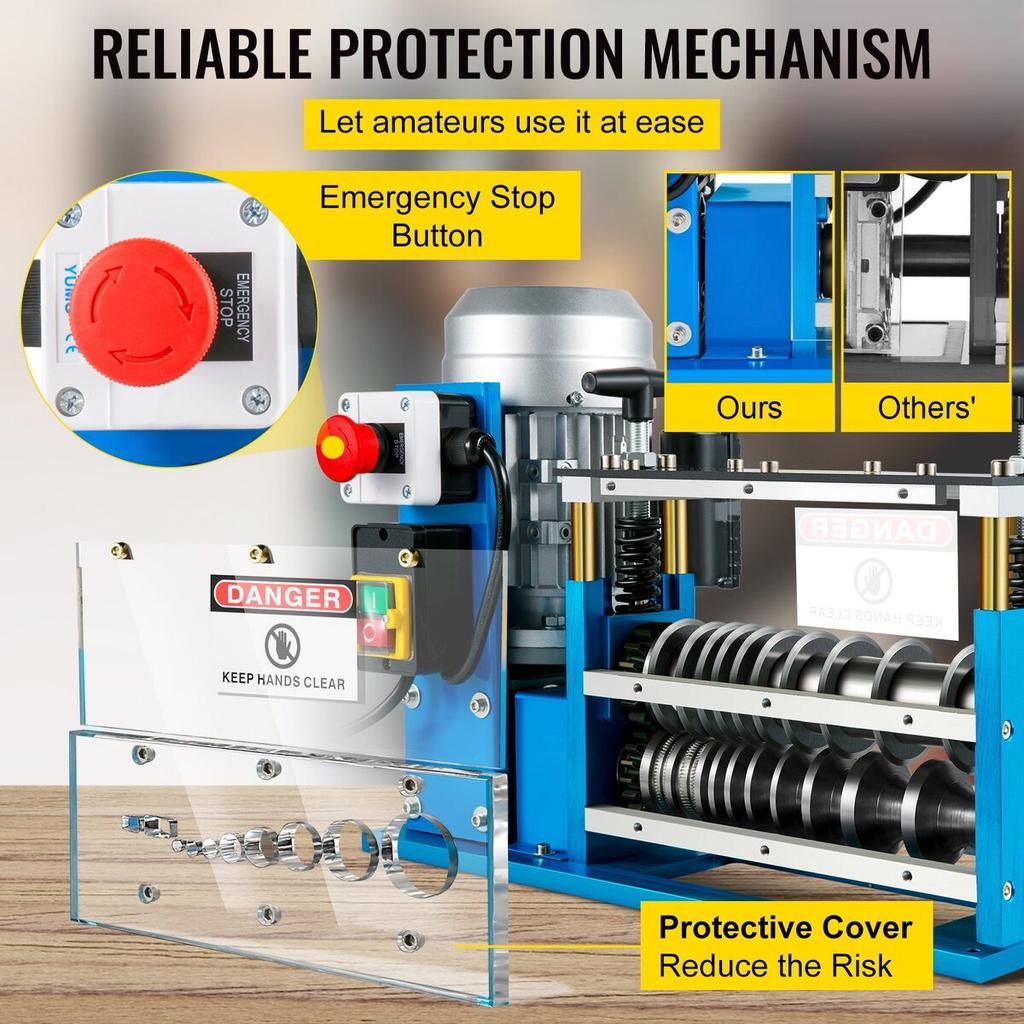 Electric Wire Stripping Machine, 0.06 inch-0.15 inch Automatic Wire Stripping Machine, 11 Channels 10 Blades Cable Stripping Machine, Wire Stripping