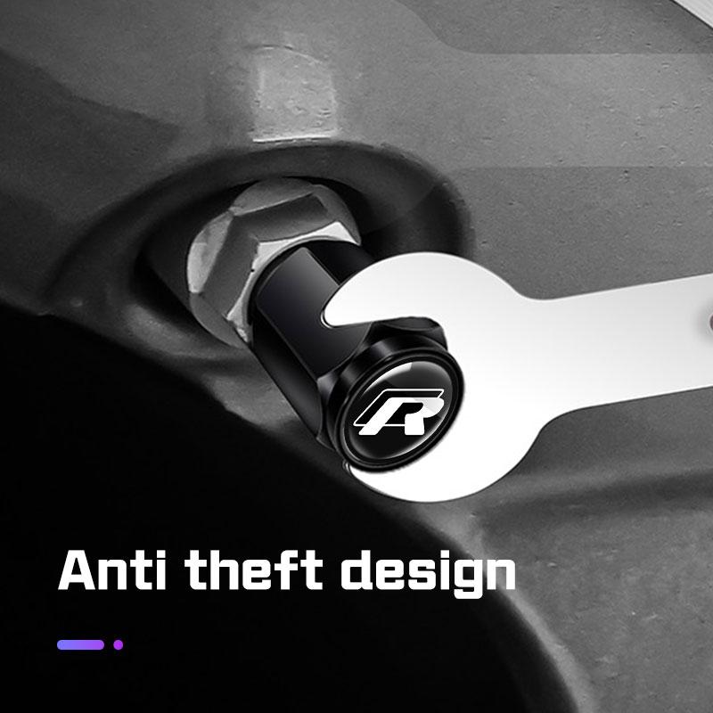 2026 Hot For Volkswagen VW 4pcs Metal Car Wheel Tire Valve Cap Stem Covers Accessories For Volkswagen VW R Polo Golf 8 Tiguan Pa